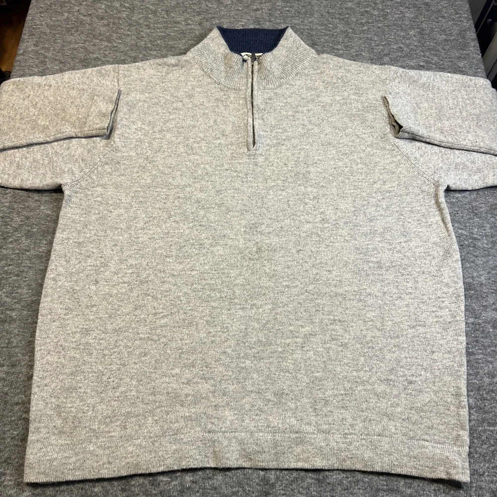 Mountain Khakis Lodge Sweater Mens XLarge Grey 1/4 Zip Merino Wool Ready To Wear